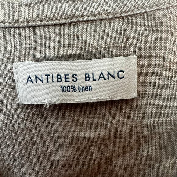 Antibes Blanc 100% Linen Tunic Top Minimalist Neutral Taupe Size 1X Lagenlook - Picture 2 of 7